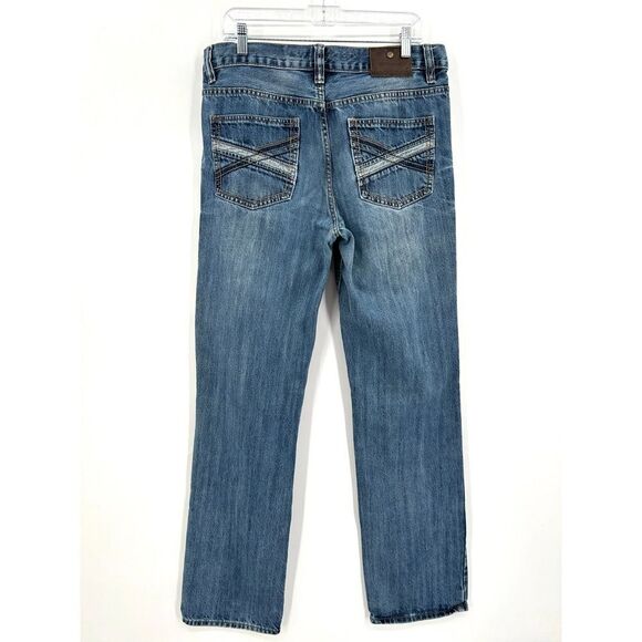 CODY JAMES Men's Straight Leg Embroidered Pocket Denim Blue Jeans Size 33 x 36 - Picture 2 of 8